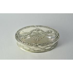 Box / Pillbox In Silver, France Circa 1900 By Henin Goldsmith 