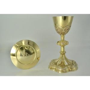 Gilded Silver Chalice And Its Paten. France Circa 1900, Demarquet Frères And Favier Frères 