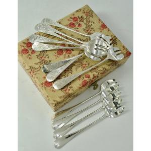 Twelve Silver Oyster Forks, France Circa 1900