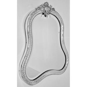 Grand Miroir De Toilette / Boudoir En Argent Et Bois De Rose. France Vers 1840