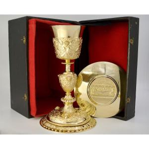 Chalice And Its Paten, Silver Gilt France Circa 1900, By Paul Brunet Goldsmith 