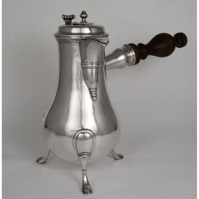 Chocolatière Coffee Pot In Silver 18th Century France