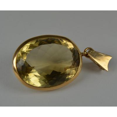 Pendentif En Or Jaune 750 18k, Citrine 23,9 Gr