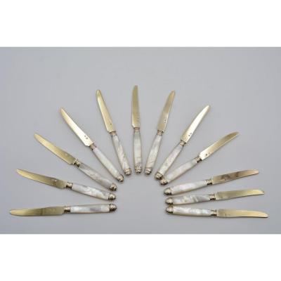 Fruit Knives In Silver And Mother Of Pearl, France Circa 1900