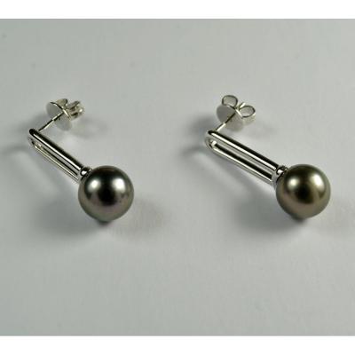 Worms Paris Pierced Earrings In Gold And Tahitian Pearls