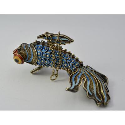 Articulated Fish In Vermeil And Enamel