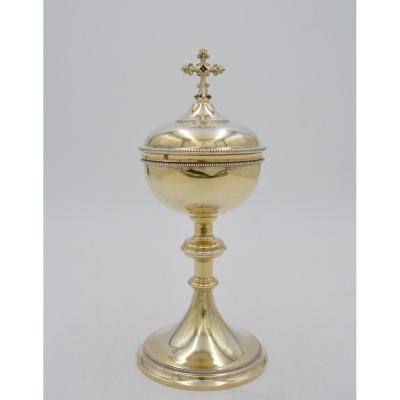 Travel Ciborium In Golden Silver, France By Demarquet Frères, Circa 1900