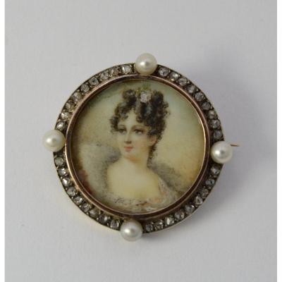 Broche En Or, Miniature,  France Fin Du XIX ème Siècle 