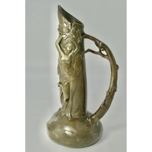 Art Nouveau. Pewter Vase By Elsi Hering / Etats-unis 