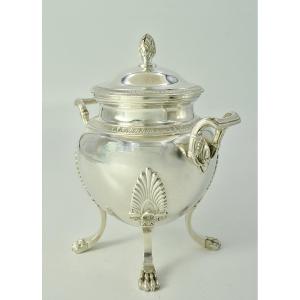 Pot à Confiture / Sucre En Argent France Vers 1900, Style Empire