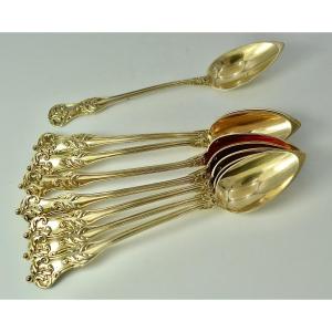 Suite Of Eight Tea Spoons / Vermeil Circa 1830