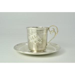 Silver Cup And Saucer, France Circa 1900