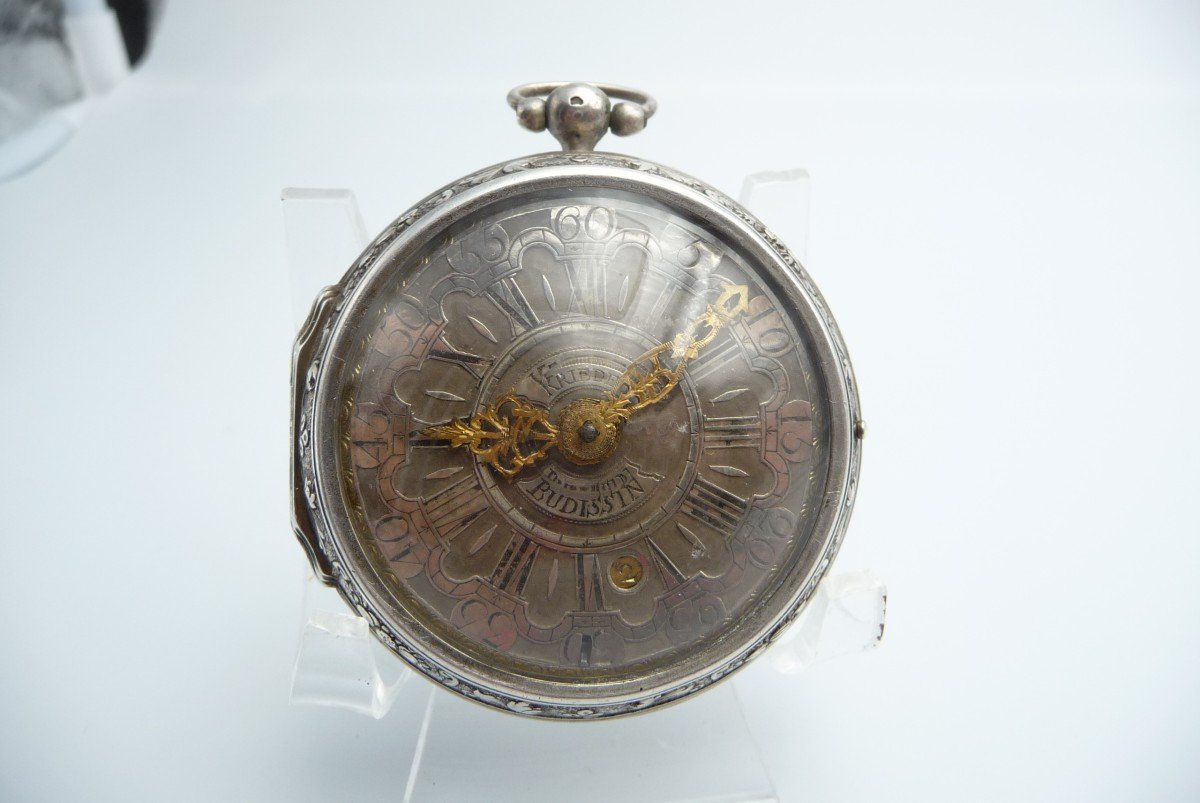 Very Rare Silver Watch, Double Case, By Johann Gottfried, Kriedel, In Bautzen Around 1730.-photo-2