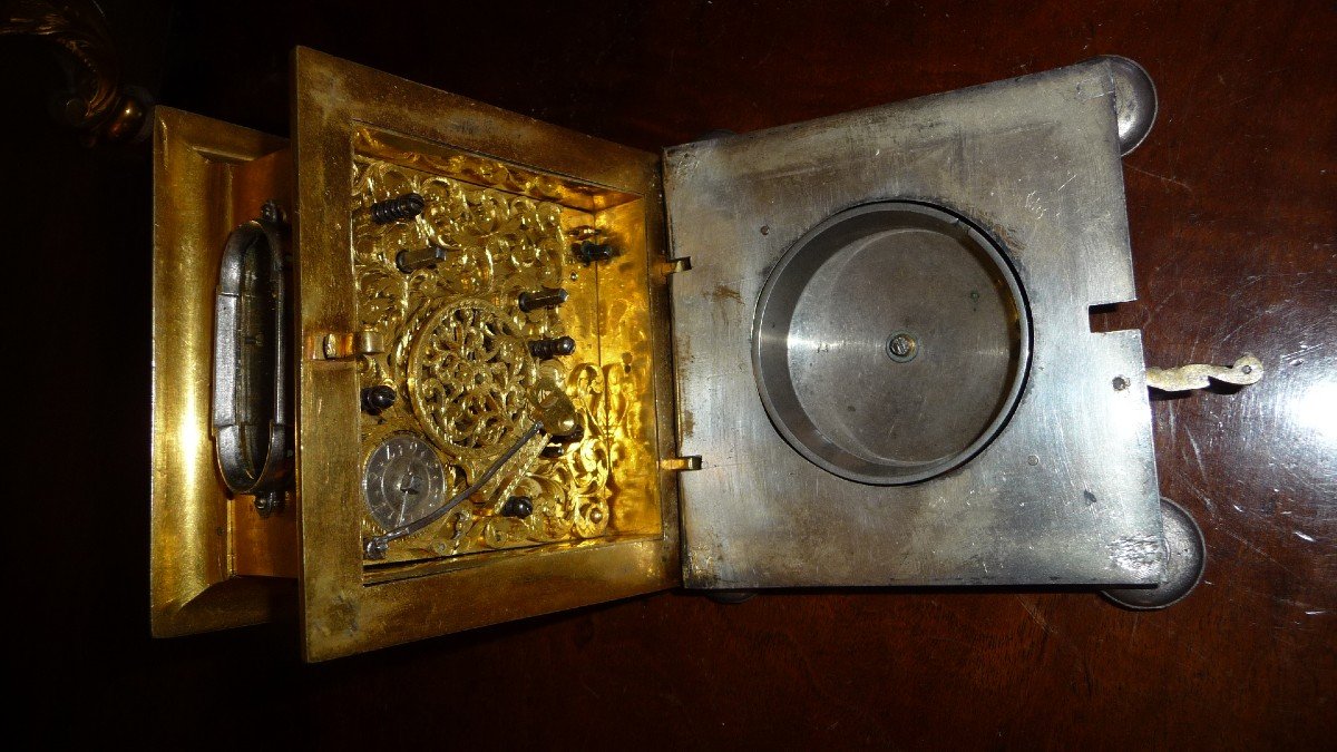 Exceptionnelle Pendule De Table XVIIème En Bronze Doré, De ( Frauenpreiss Johann à Dresden)-photo-6