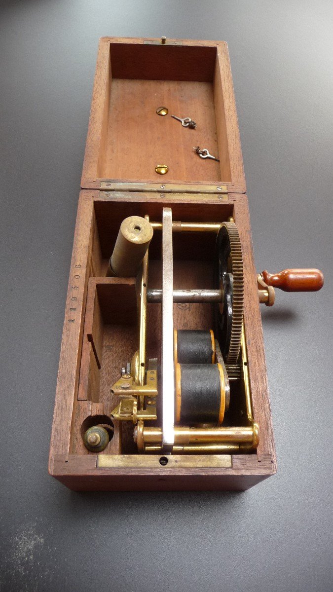 Clarke's Magneto-faradaic Apparatus For Electrotherapy. Mahogany Case, Circa 1870.
