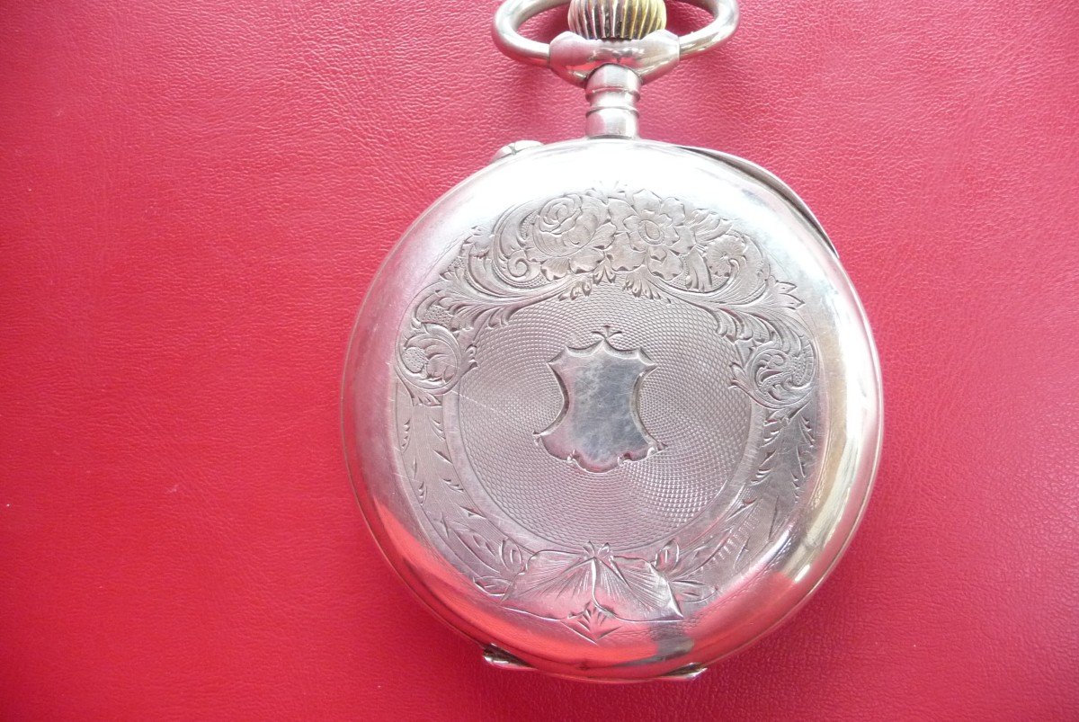 Very Large And Rare Regulator Watch In Solid Silver, Brand (eclipse), From The 1900s.-photo-2