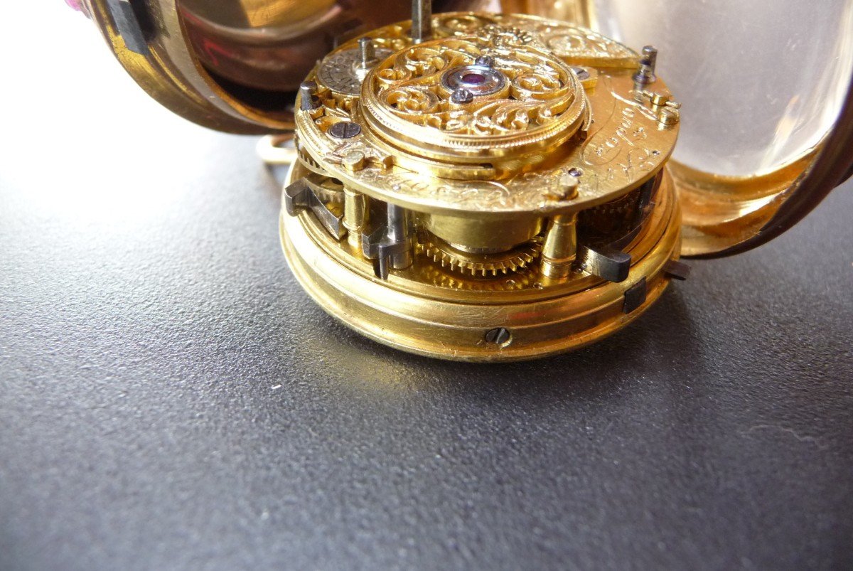 Rare Hour And Quarter Striking Watch By (arl Dobson London), Circa 1740-photo-3