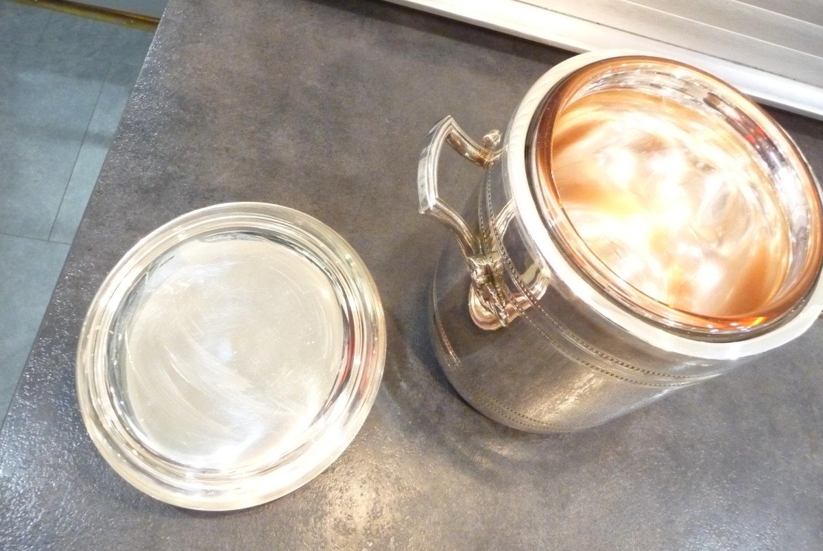 Ice Cooler By (roux Marquiand), Silver Metal, Glass Interior, New In Stock-photo-2