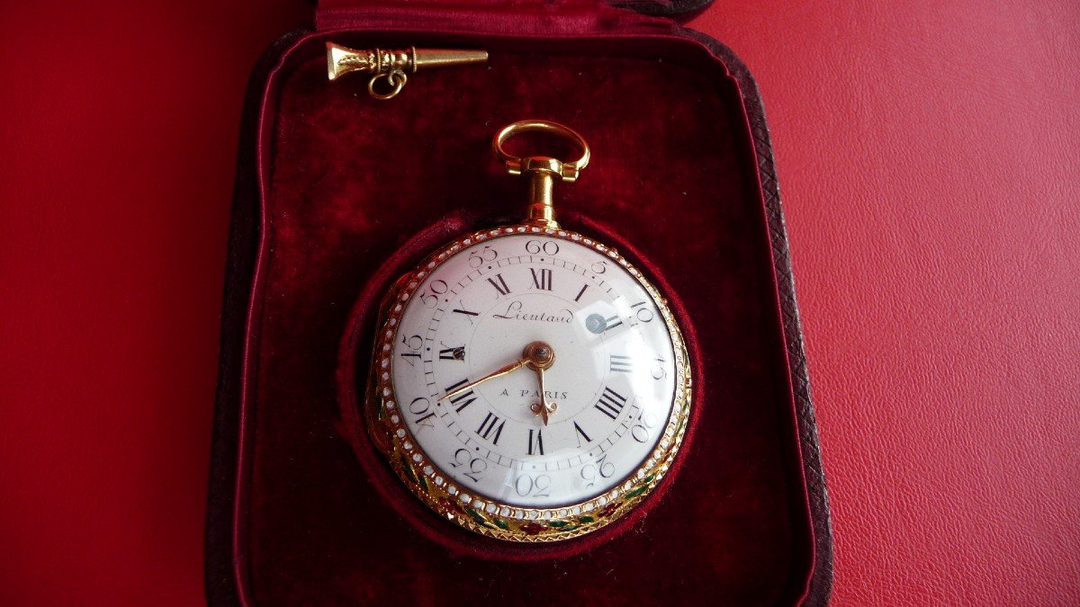 Exceptionnelle Montre En Or émaillée à Sonnerie De Lieutaud à Paris, époque Louis XVI état Neuf-photo-2