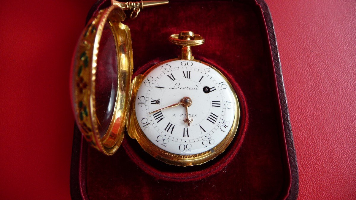 Exceptionnelle Montre En Or émaillée à Sonnerie De Lieutaud à Paris, époque Louis XVI état Neuf-photo-2