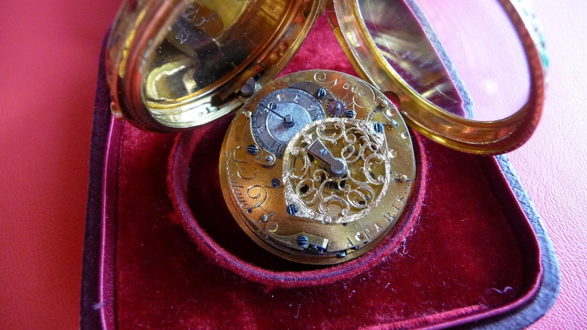 Exceptionnelle Montre En Or émaillée à Sonnerie De Lieutaud à Paris, époque Louis XVI état Neuf-photo-3