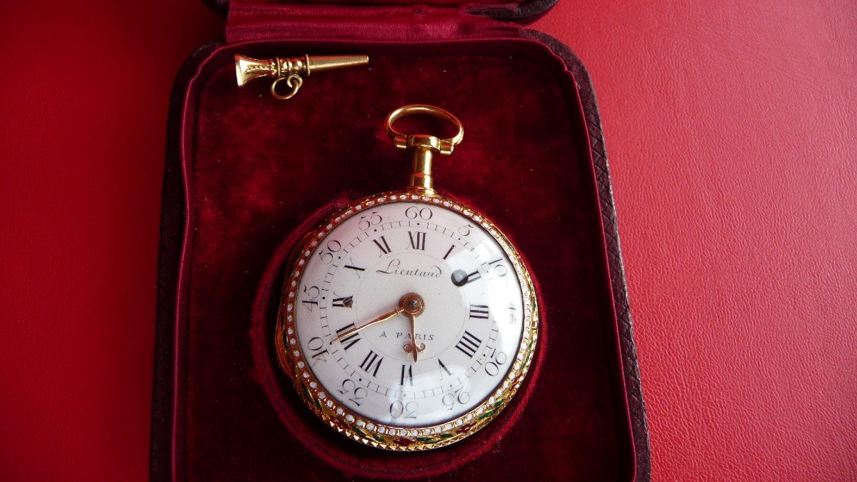 Exceptionnelle Montre En Or émaillée à Sonnerie De Lieutaud à Paris, époque Louis XVI état Neuf