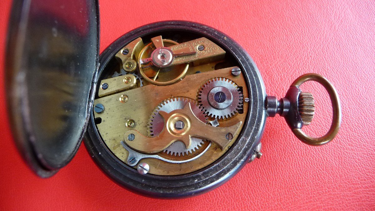 Montre En Acier Bruni, Dite (la Présidente)  à Guichets Tournants, Vers 1910  Style Art Nouveau-photo-4