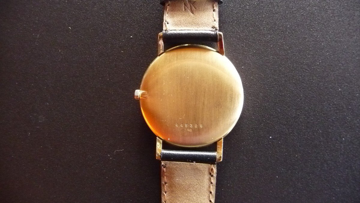 Very Rare Men's Gold Wristwatch Extra Flat Movement By Vacheron And Constantin, 1960s-photo-2