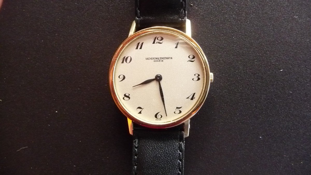 Very Rare Men's Gold Wristwatch Extra Flat Movement By Vacheron And Constantin, 1960s