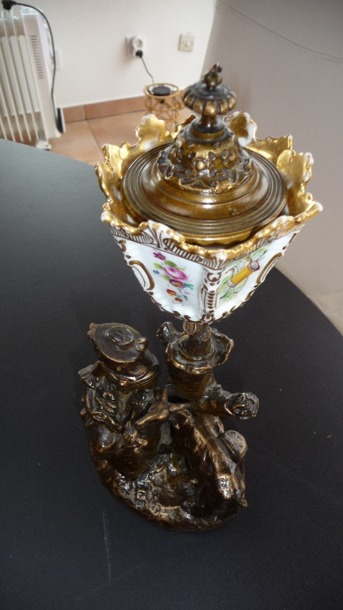 Amazing Paris Porcelain Object With The Lower Part Imitating Bronze. 19th Century-photo-2