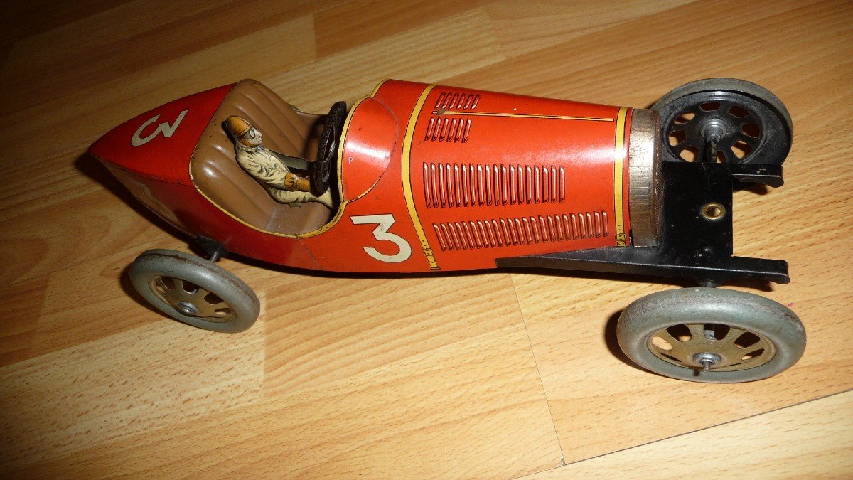 Jep Toy: Red Tin Toy Racing Bugatti, Spring Engine. Produced From 1928 To 1936