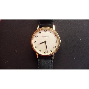  Rare Men's Gold Wristwatch Extra Flat Movement By Vacheron And Constantin, 1960s