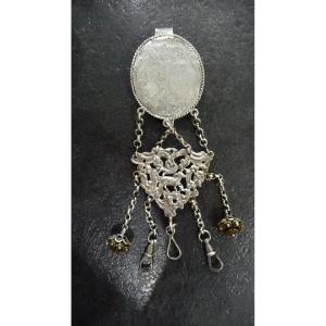 18th Century Chatelaine With Armory In Solid Silver For Antique Watch. Circa 1760.