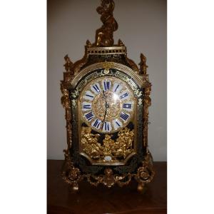 Large Louis XIV Style Boulle Marquetry Cartel Clock With Rich Bronze Ornamentation 