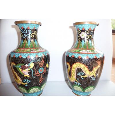 Pair Of Cloisonne Vases, China XIXth.
