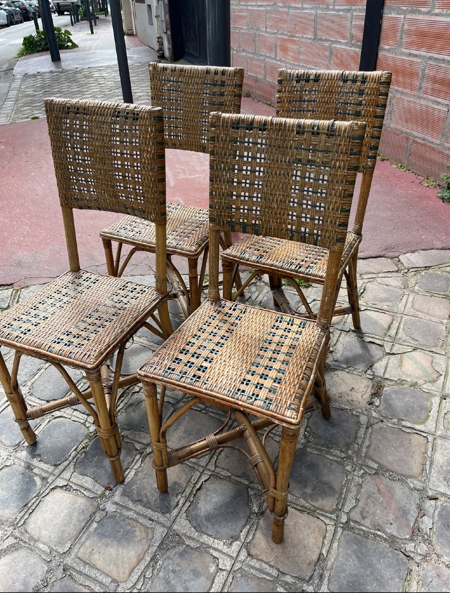 Garden Furniture Of 11 Rattan Objects, 20th Century -photo-6