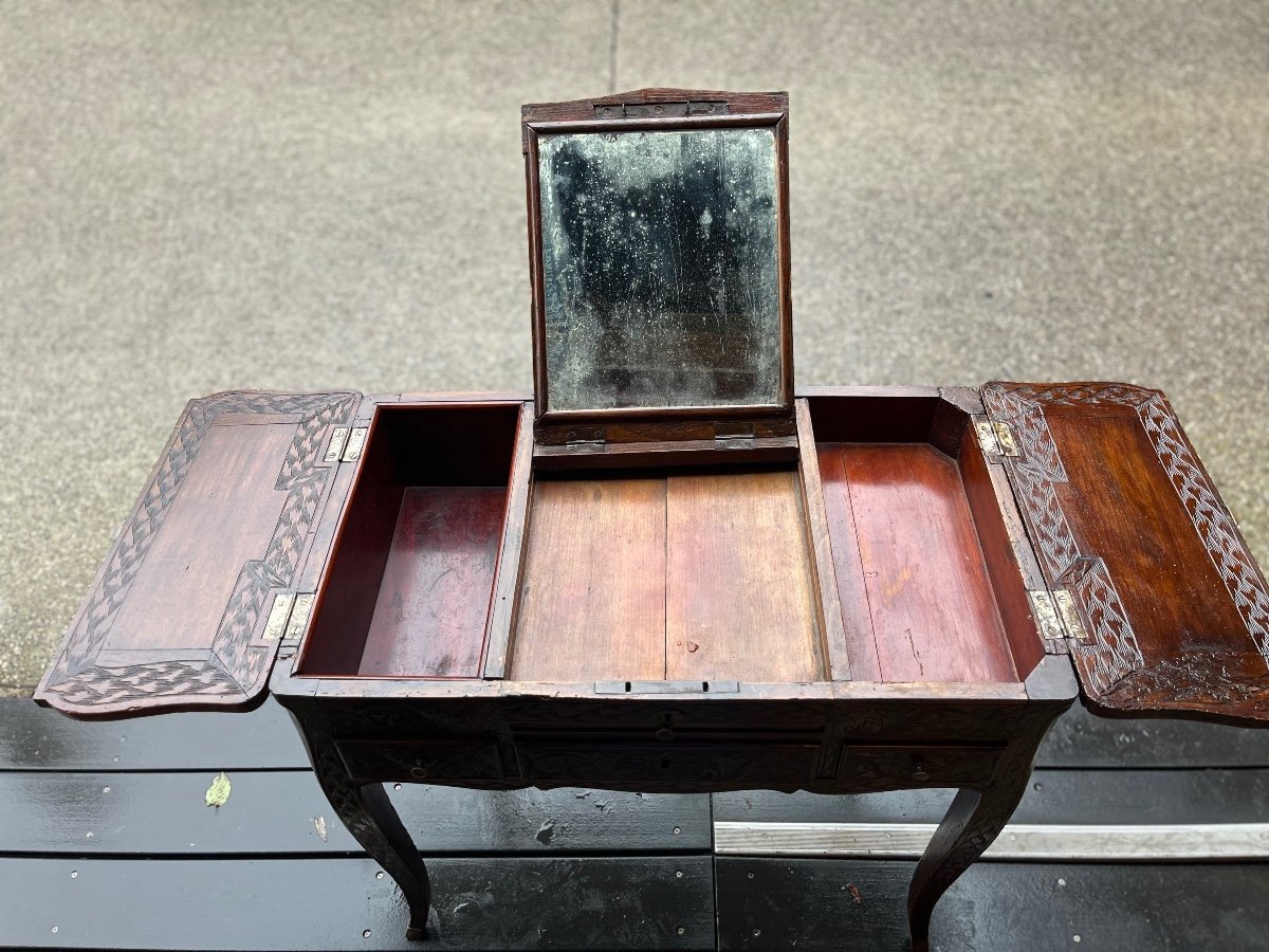 Louis XV Period Dressing Table With Later Carved Decor, 18th Century-photo-1