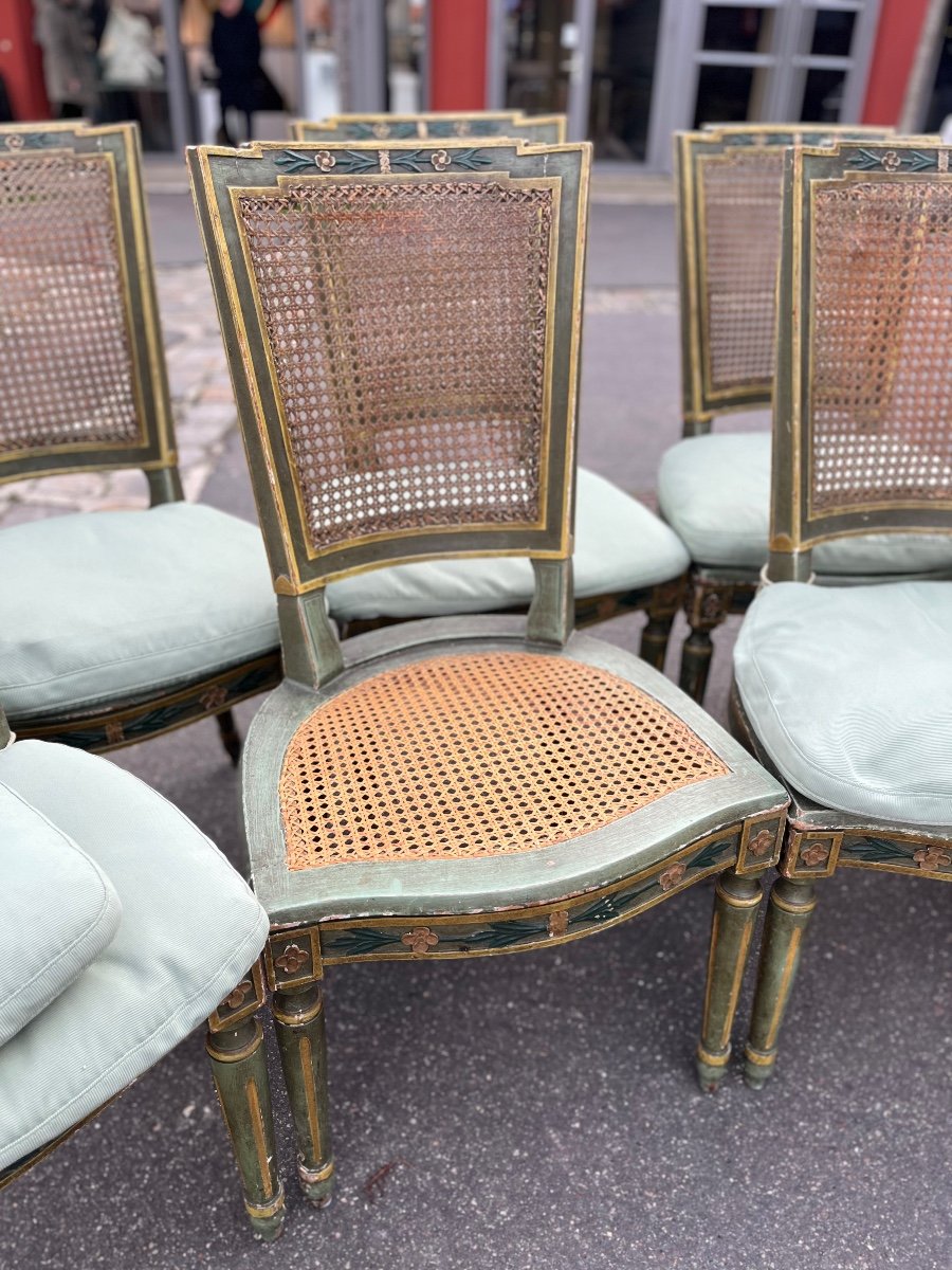 Set Of 10 Louis XVI Style Caned Chairs, 19th Century-photo-2