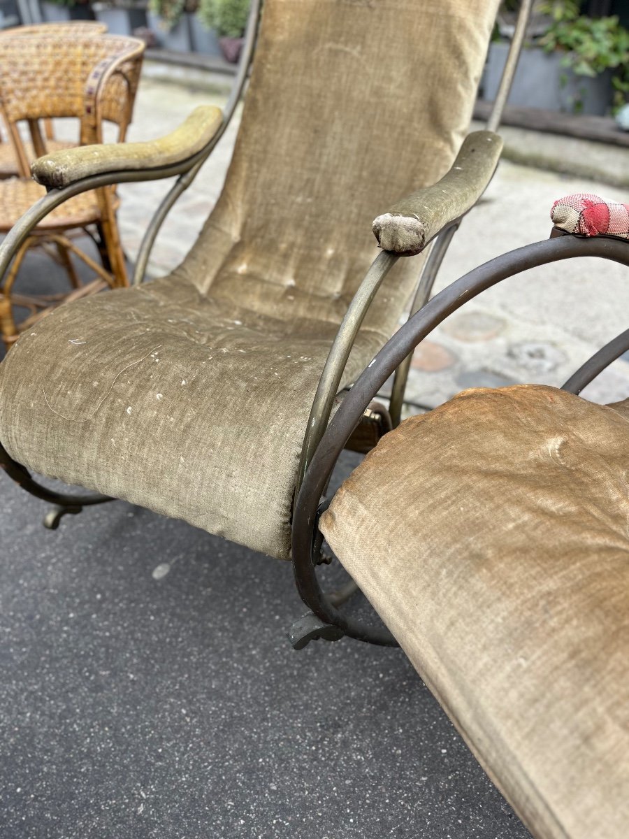 Paire De Fauteuils Rocking Chair (à Bascule), XIXe Siècle-photo-4