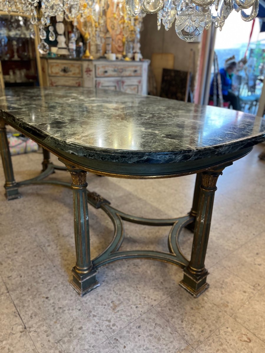 19th Century Italian Oval Dining Table, Greendes Alpes Marble-photo-4