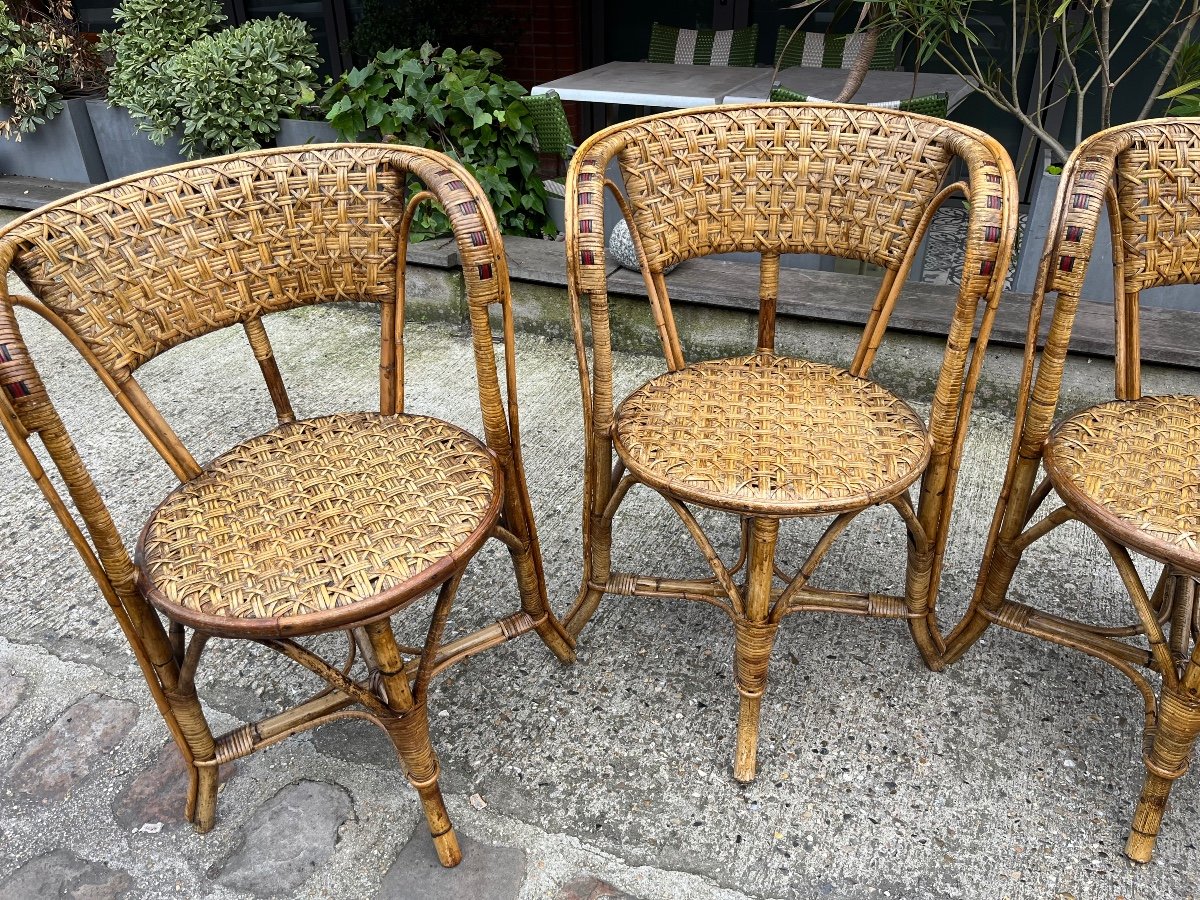 Set Of 4 Rattan Armchairs, Italy, 20th Century-photo-2