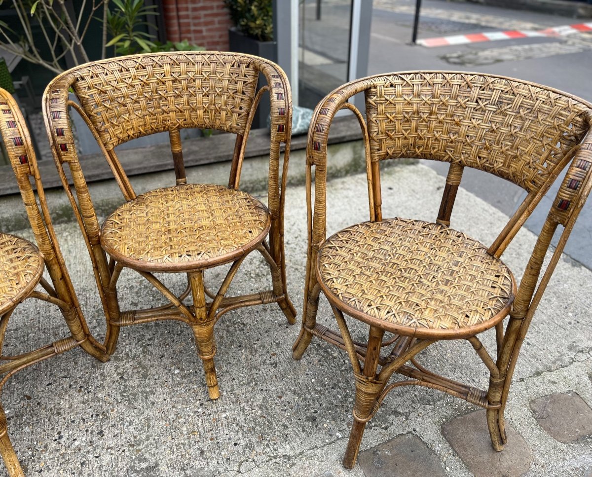 Set Of 4 Rattan Armchairs, Italy, 20th Century-photo-3