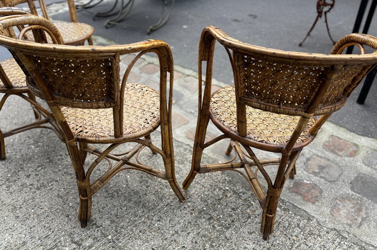 Set Of 4 Rattan Armchairs, Italy, 20th Century-photo-1