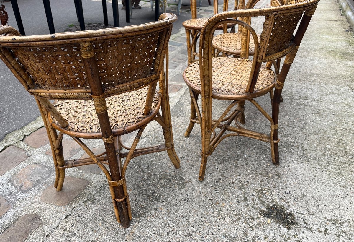 Set Of 4 Rattan Armchairs, Italy, 20th Century-photo-2