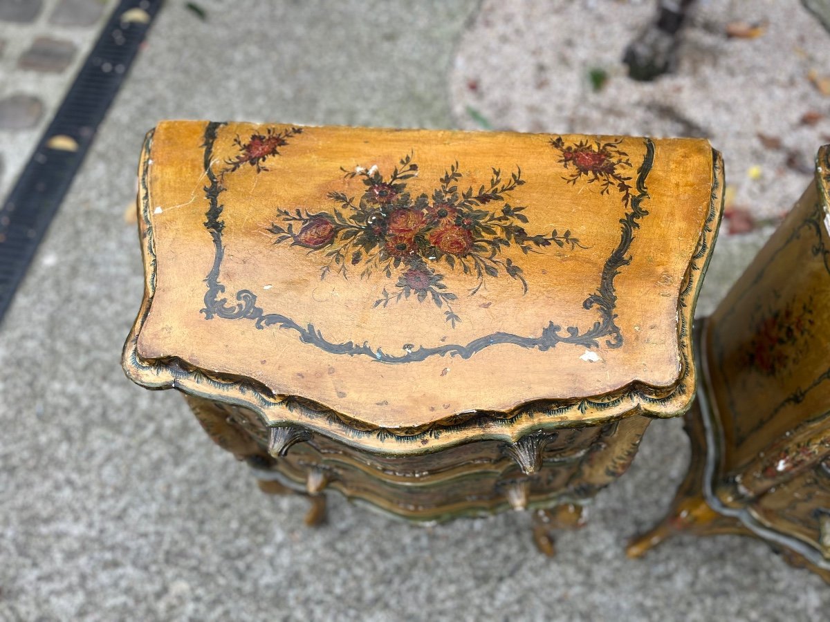 Pair Of Painted Bedside Tables, Italy, Late 19th Century-photo-2