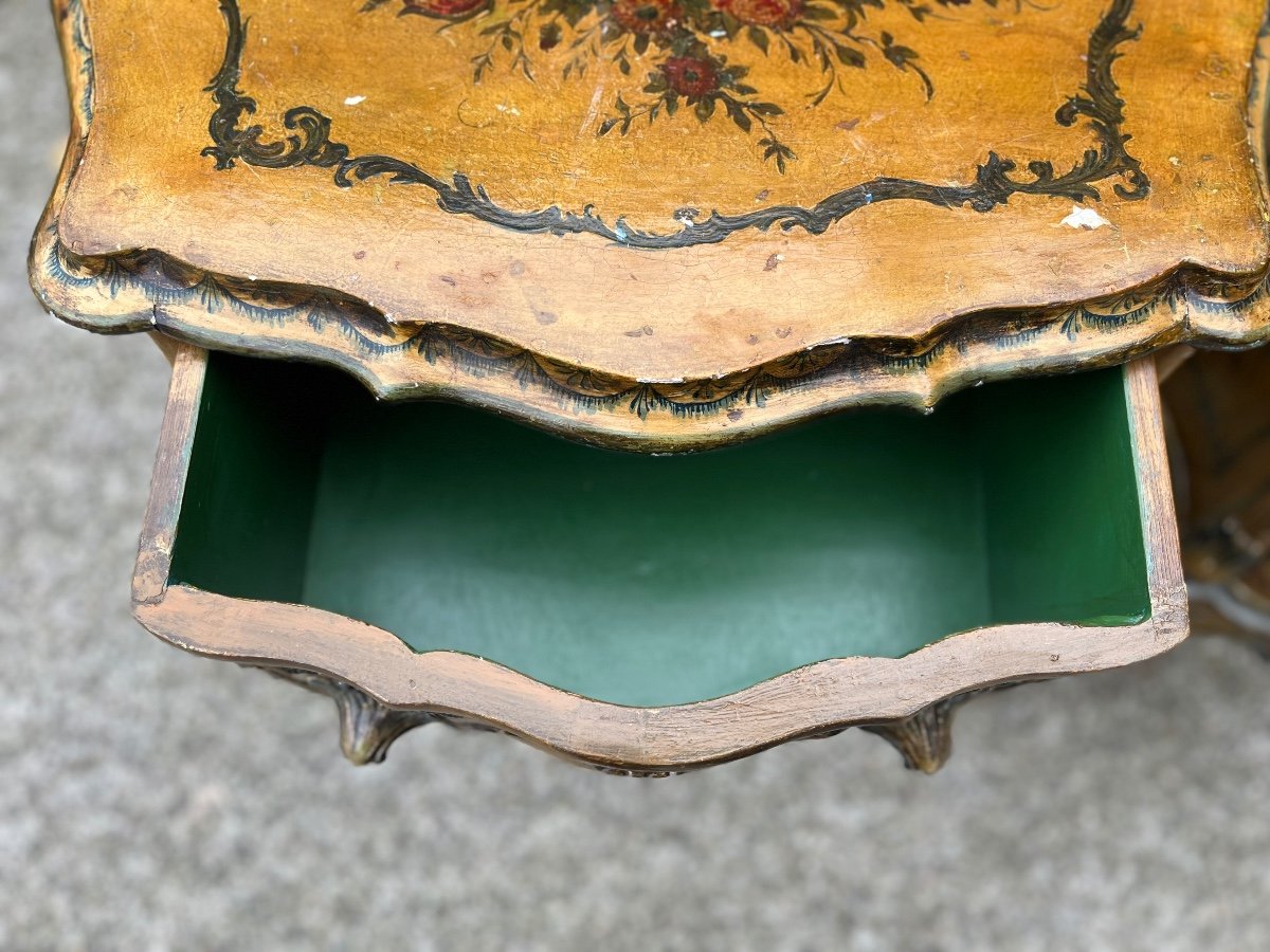 Pair Of Painted Bedside Tables, Italy, Late 19th Century-photo-3