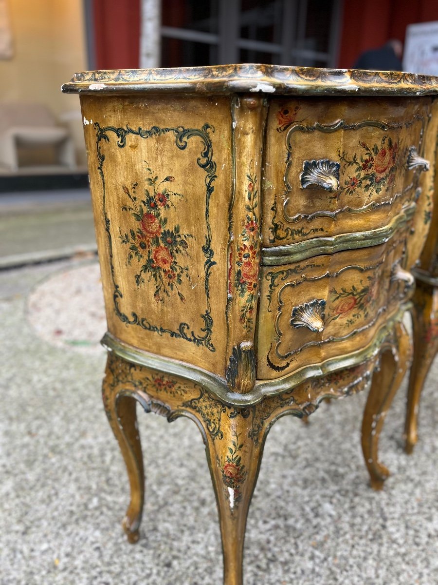 Pair Of Painted Bedside Tables, Italy, Late 19th Century-photo-1