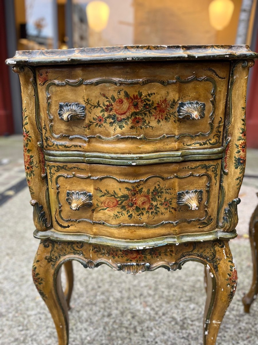 Pair Of Painted Bedside Tables, Italy, Late 19th Century-photo-2