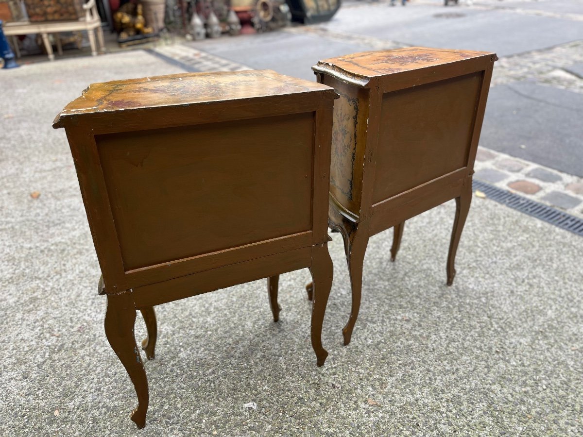 Pair Of Painted Bedside Tables, Italy, Late 19th Century-photo-4