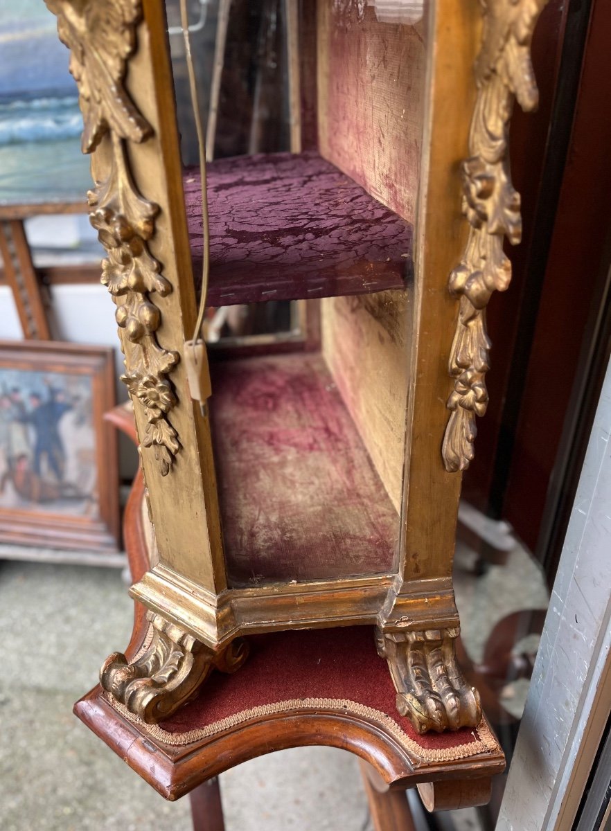 Vitrine baroque bois dore  Du XVIIIe Siècle Avec Console Du XIX Siècle-photo-1